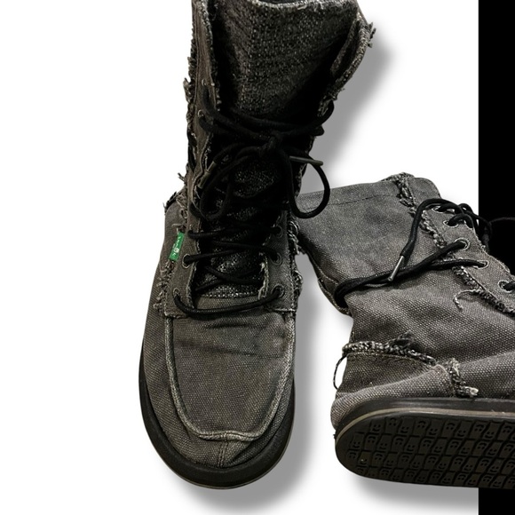 Sanuk Stevie Side Walk Ankle boots Combat Canvas Laceup Grunge Minimalist size 6 - Picture 5 of 11